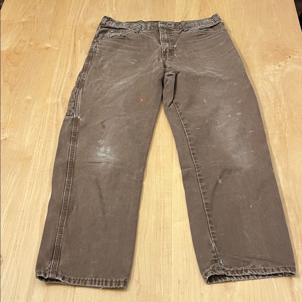 Distressed Dickies Classic Brown Workwear Pants 32x29